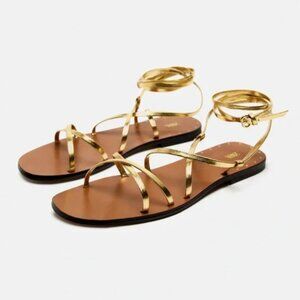 ZARA Tied Strappy Flat Sandals